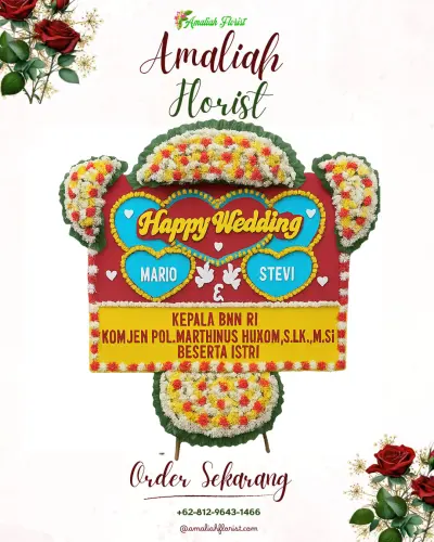 Karangan Papan Bunga Pernikahan di Kendalsari